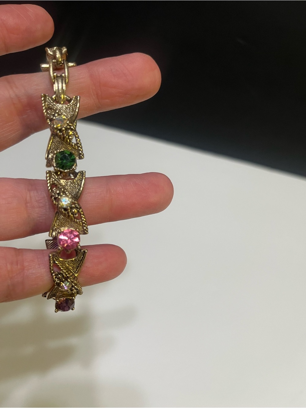 Vintage Gold-Tone Multicolor Crystal Bracelet - Women Jewelry